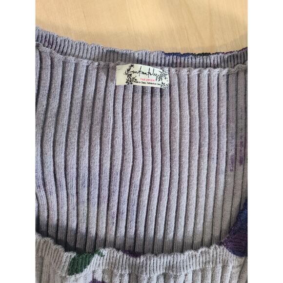 Free People Floral Knit Square Neckline Fairy Whimsygoth Bodysuit - Picture 5 of 9